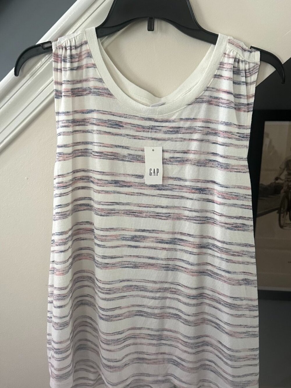 GAP Sleeveless Striped Ruched Top – Size L – NWT